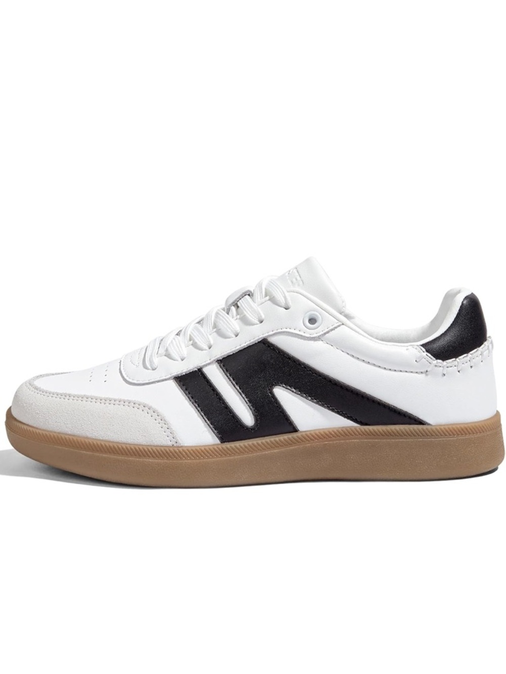 LUCKY STEP White Sneakers with Black Side Accent and Gum Sole